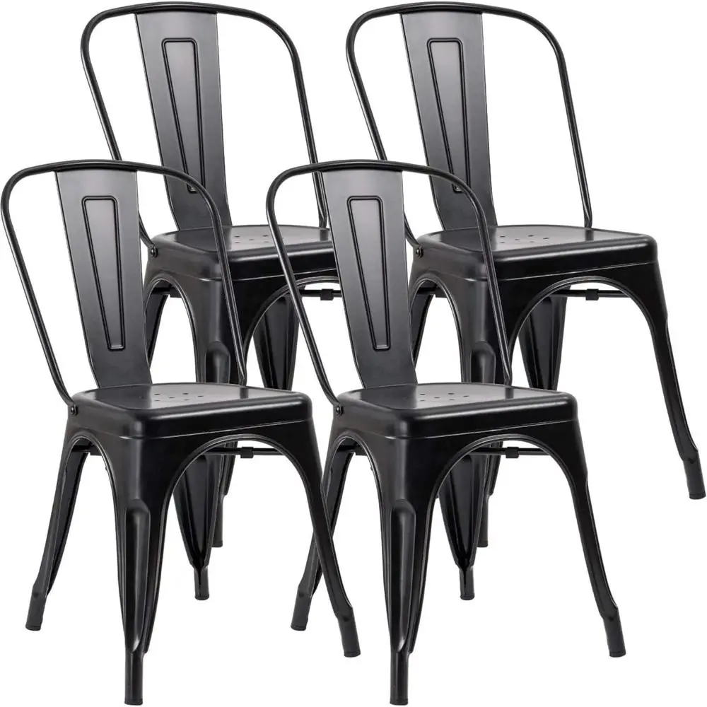Metal Dining Chair Stackable Indoor Outdoor Industrial Vintage Chairs Bistro Kitchen Cae Side Chairs with Back Set o 4 (Black)
Metal Dining Chair Stackable Indoor Outdoor Industrial Vintage Chairs Bistro Kitchen Cae Side Chairs with Back Set o 4 (Black)