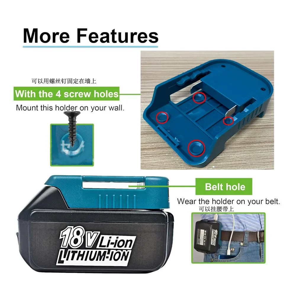 Держатель аккумулятора USB Type-C для Makita 18V, совместимый с аккумуляторами BL1840, BL1850, BL1860, зарядное устройство-адаптер.
Держатель аккумулятора USB Type-C для Makita 18V, совместимый с аккумуляторами BL1840, BL1850, BL1860, зарядное устройство-адаптер.