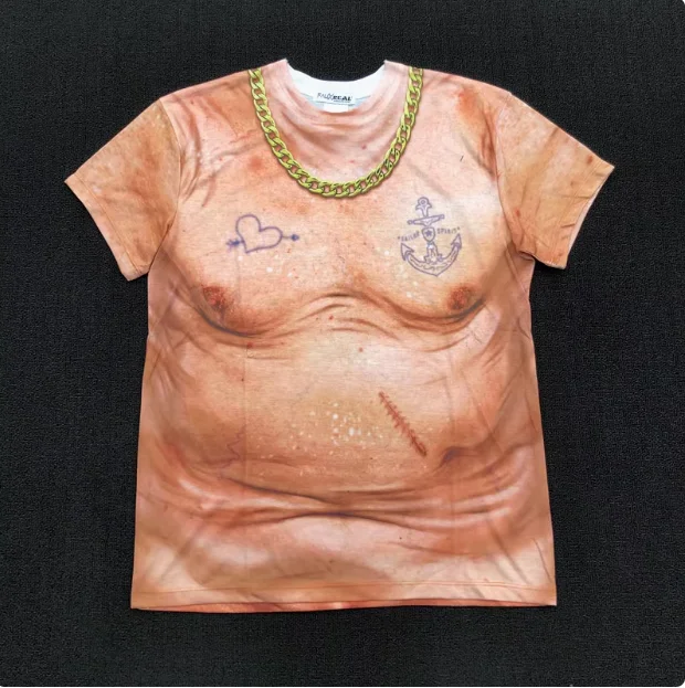 3D stereo print round neck short sleeve creative simulation summer short sleeve T-shirt with gold chain tattoo
3D stereo print round neck short sleeve creative simulation summer short sleeve T-shirt with gold chain tattoo