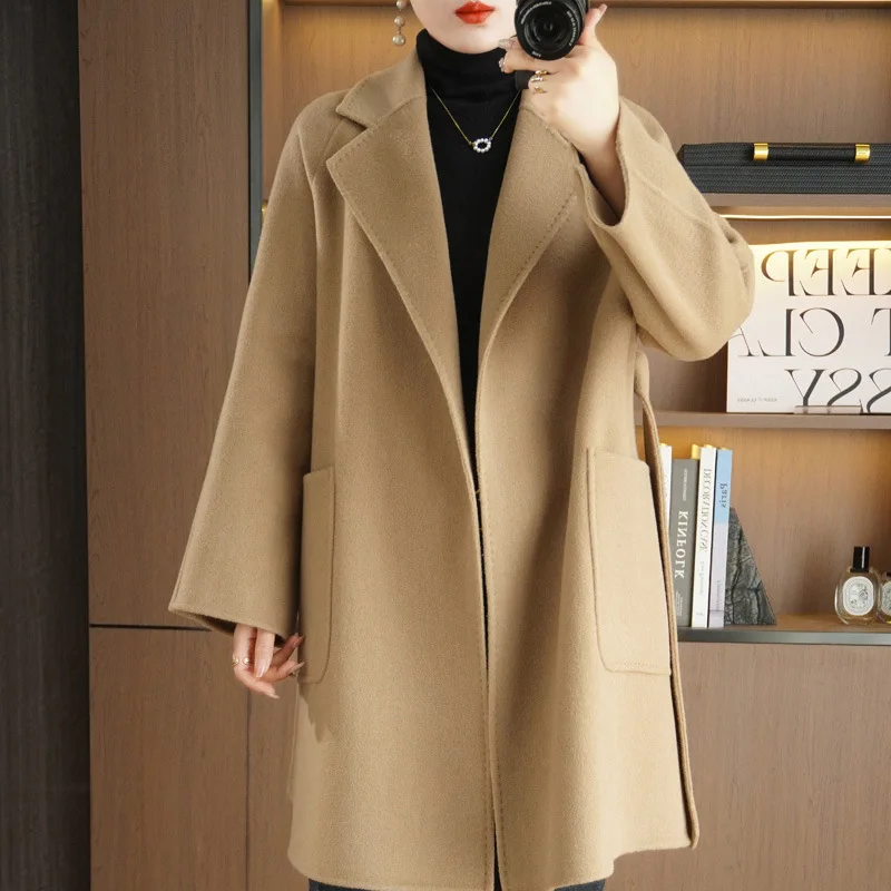 Autumn and winter new double-sided woolen coat women's mid-length casual loose lace-up suit collar woolen coat
Autumn and winter new double-sided woolen coat women's mid-length casual loose lace-up suit collar woolen coat
