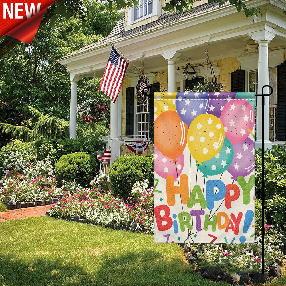1PC, Happy Birthday Balloon Print Garden Flag Colorful Star Polka Dot Pattern Outdoor Decorative Banner Double Sided Weather Resistant Yard Flag for Birthday Party Celebration Backyard Lawn Patio Porch Holiday Decorations
1PC, Happy Birthday Balloon Print Garden Flag Colorful Star Polka Dot Pattern Outdoor Decorative Banner Double Sided Weather Resistant Yard Flag for Birthday Party Celebration Backyard Lawn Patio Porch Holiday Decorations