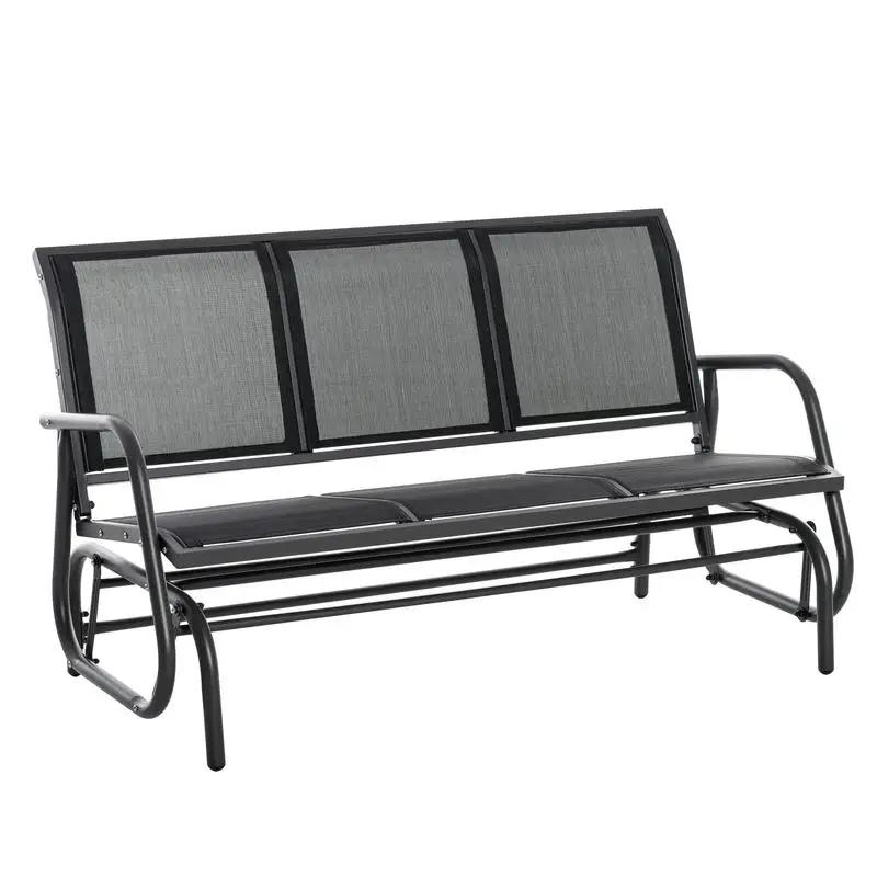 3-Seat Glider Rocking Chair for 3 People Garden Bench Patio Furniture Metal Frame, Black
3-Seat Glider Rocking Chair for 3 People Garden Bench Patio Furniture Metal Frame, Black