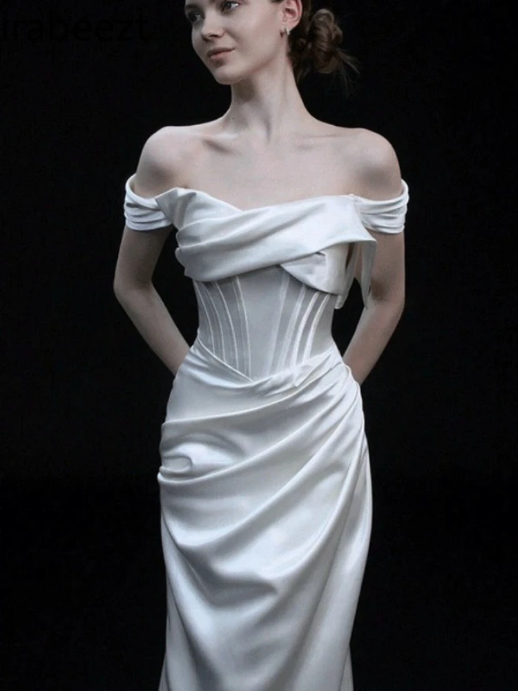 Summer New Arrival French Style One-Shoulder Satin White Dress for Women - Minimalist Aesthetic Soft Mermaid Tail Gown
Summer New Arrival French Style One-Shoulder Satin White Dress for Women - Minimalist Aesthetic Soft Mermaid Tail Gown