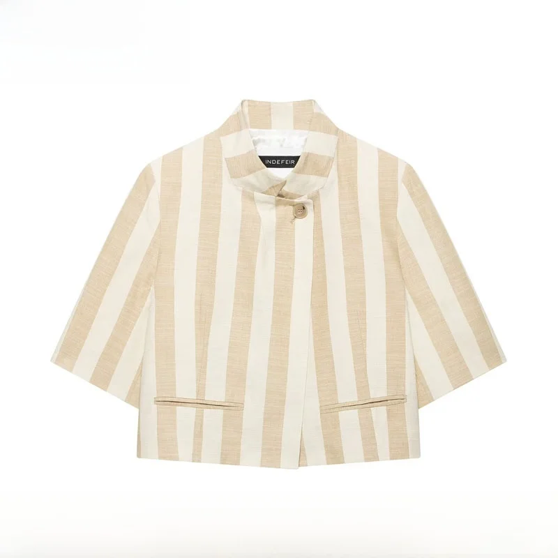 Spring Summer New Arrival Women's Fashion Short Sleeve Suit Jacket ZAZR Trendy Series Polyester Fiber Non-Shrinking Striped
Spring Summer New Arrival Women's Fashion Short Sleeve Suit Jacket ZAZR Trendy Series Polyester Fiber Non-Shrinking Striped