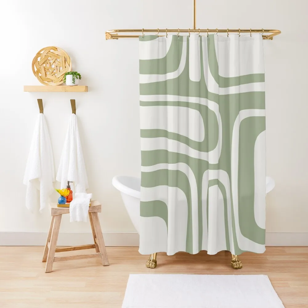 Palm Springs Mid Century Modern Abstract Pattern in Sage Green and Nearly White Shower Curtain For Bathrooms Curtain
Palm Springs Mid Century Modern Abstract Pattern in Sage Green and Nearly White Shower Curtain For Bathrooms Curtain