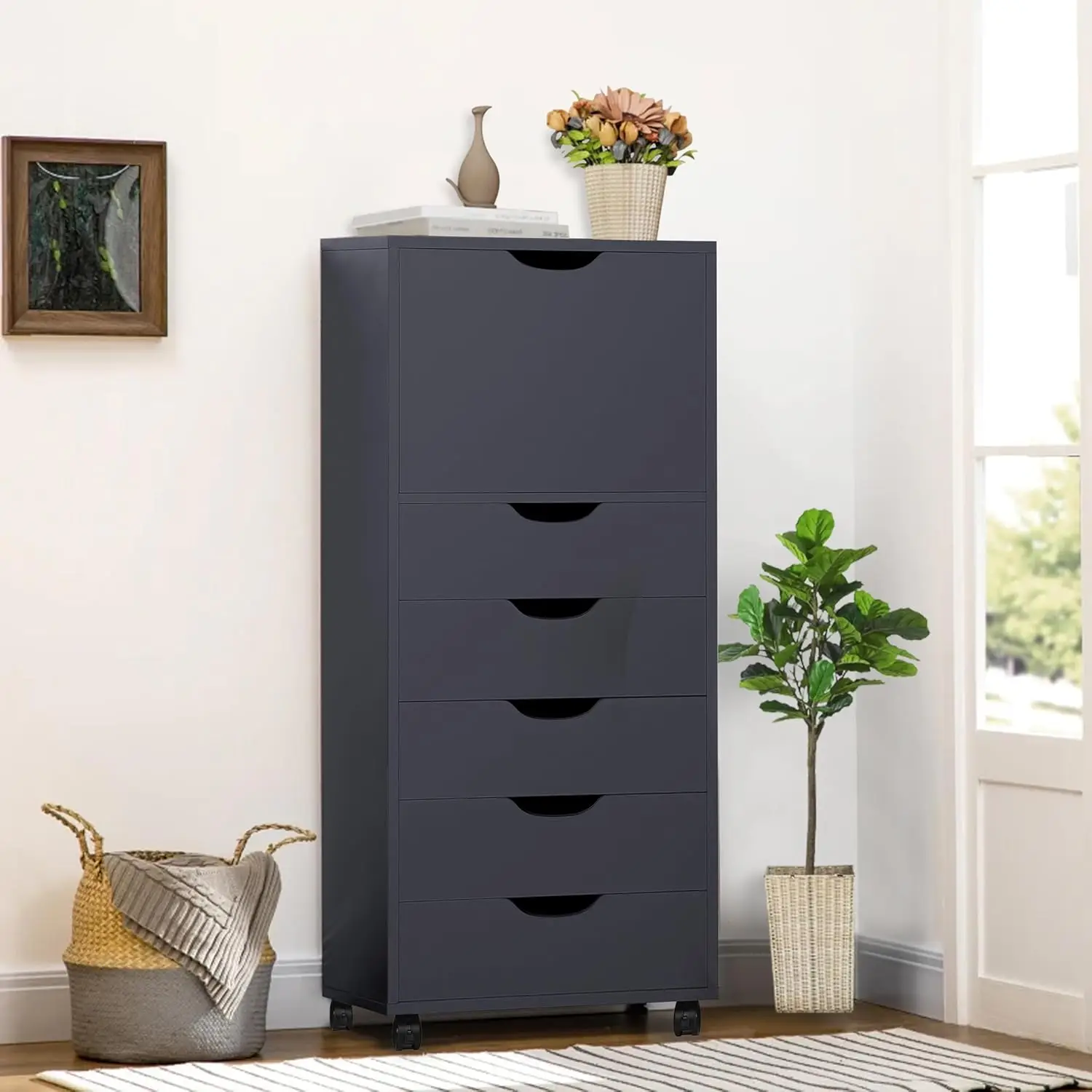 6 Drawer Office File Cabinet, Under Desk Storage With Wheels, Printer Stand - 180 Lbs Capacity - Black, Customized
6 Drawer Office File Cabinet, Under Desk Storage With Wheels, Printer Stand - 180 Lbs Capacity - Black, Customized