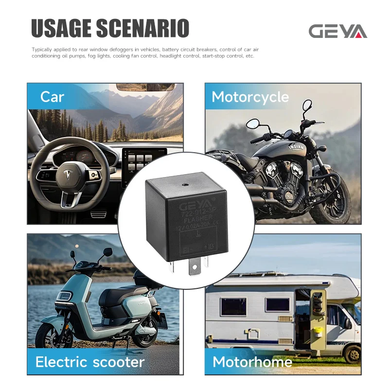 GEYA 12V 3-Pin Automotive LED Flasher Relay - Hyper Flash Fix for Car & Motorcycle Turn Signals
GEYA 12V 3-Pin Automotive LED Flasher Relay - Hyper Flash Fix for Car & Motorcycle Turn Signals