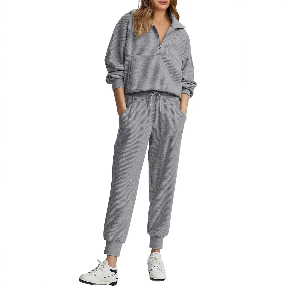 Women's Casual Long Sleeve Sweatshirt And Pants Set Half Zipper Design Winter Fashion Three-Piece Suit Color
Women's Casual Long Sleeve Sweatshirt And Pants Set Half Zipper Design Winter Fashion Three-Piece Suit Color