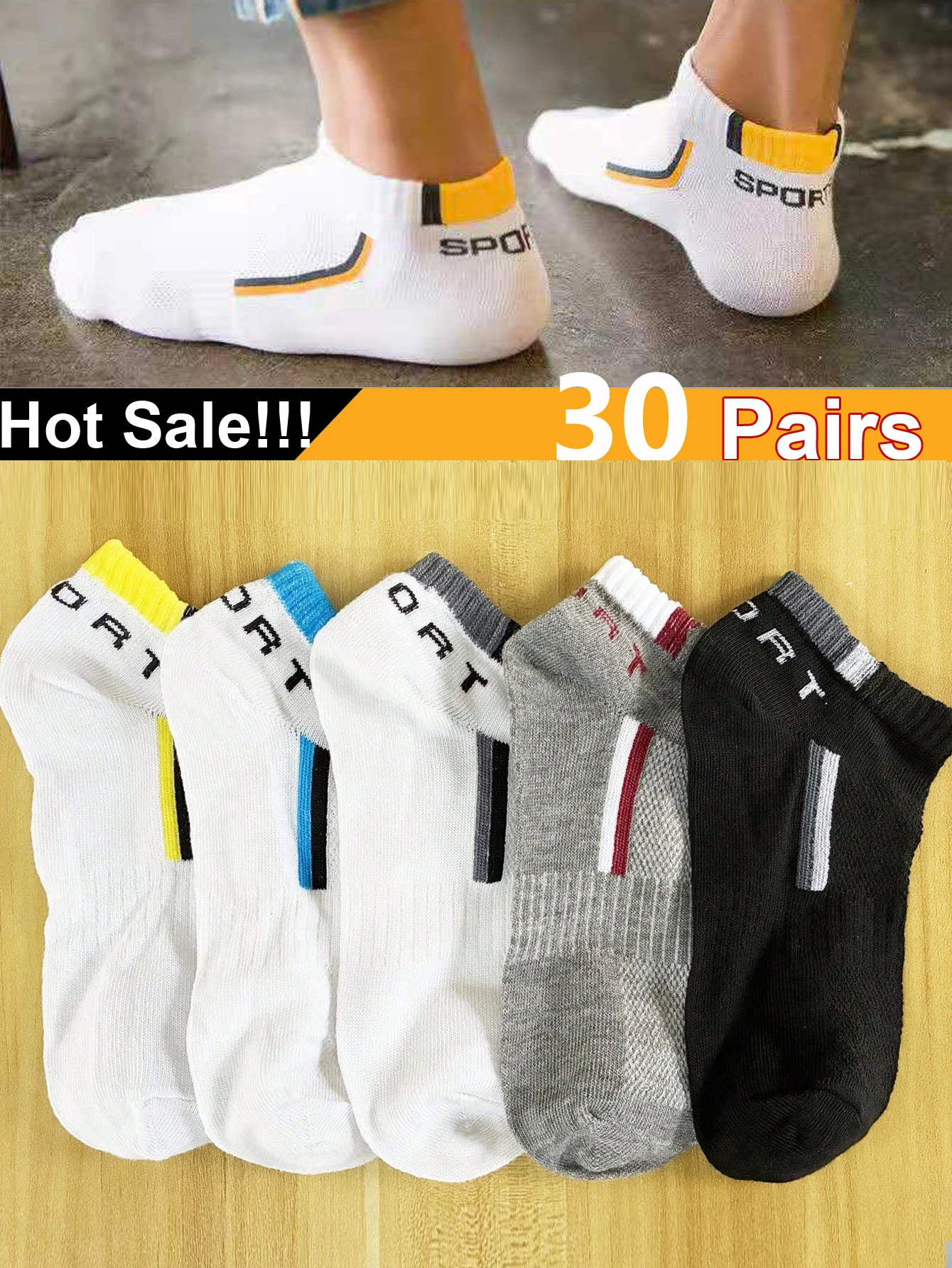 30Pairs Men's Color-block Mesh Ankle Socks Breathable Casual Sports Short Sweat-Absorbent Socks for Active Men
30Pairs Men's Color-block Mesh Ankle Socks Breathable Casual Sports Short Sweat-Absorbent Socks for Active Men