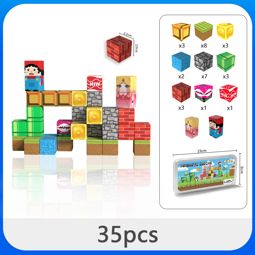 35 шт., портативная железная коробка, магнитные кубики, наборы блоков, детские строительные игрушки, магнитная модель мира для STEM, Монтессори, сенсорные подарки 
35 шт., портативная железная коробка, магнитные кубики, наборы блоков, детские строительные игрушки, магнитная модель мира для STEM, Монтессори, сенсорные подарки