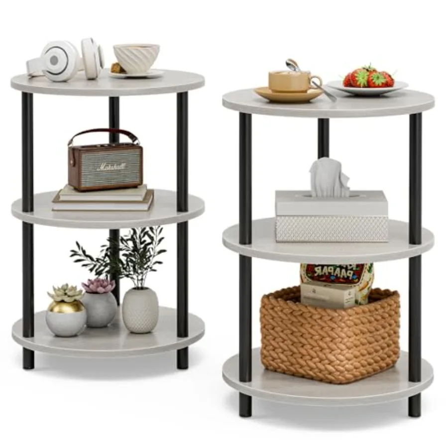 Small Round End Table - 3 Tier Industrial Vintage Accent Table in Greige for Bedroom, Living Room, or Small Spaces, Narrow Side
Small Round End Table - 3 Tier Industrial Vintage Accent Table in Greige for Bedroom, Living Room, or Small Spaces, Narrow Side