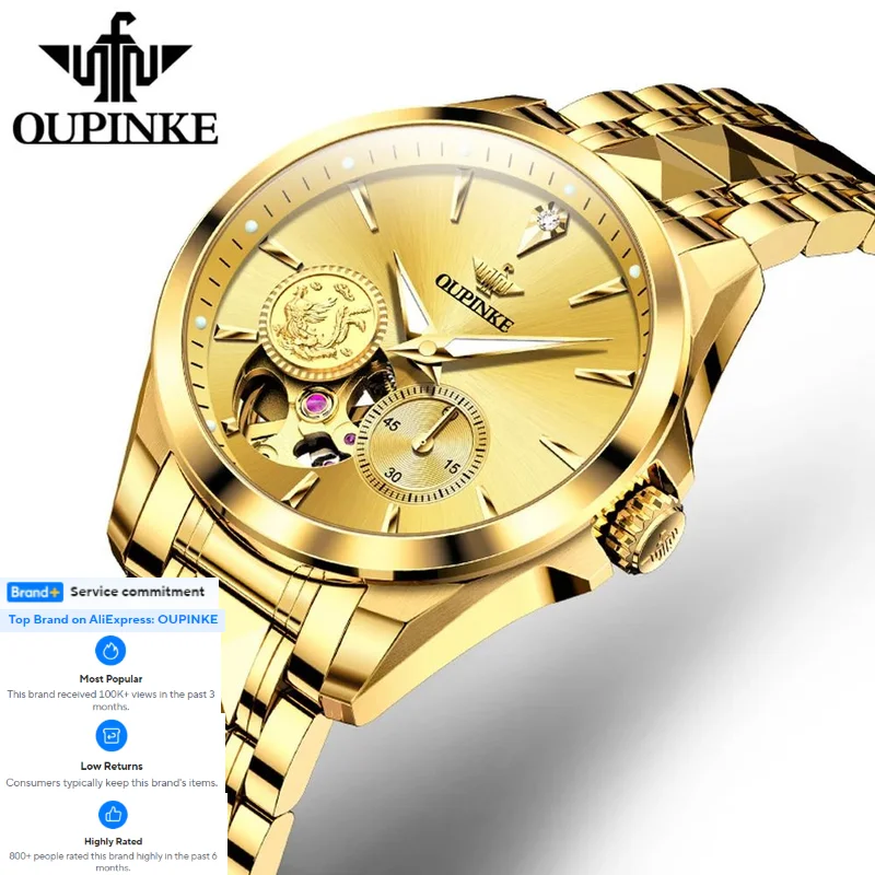 OUPINKE Top Brand Women's Watch Real Gold Real Diamond Phoenix Watch Skeleton Automatic Mechanical Women's Watch
OUPINKE Top Brand Women's Watch Real Gold Real Diamond Phoenix Watch Skeleton Automatic Mechanical Women's Watch