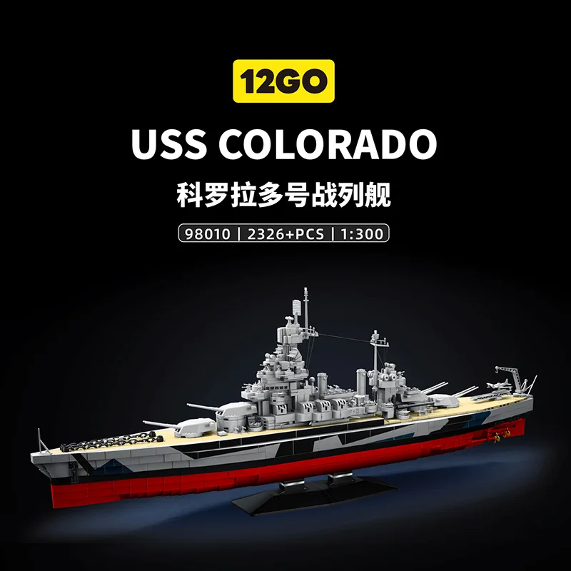 98010 WWII USS Colorado Battleship Model Building Blocks Toy - Military Puzzle Gift for Men 2326pcs
98010 WWII USS Colorado Battleship Model Building Blocks Toy - Military Puzzle Gift for Men 2326pcs