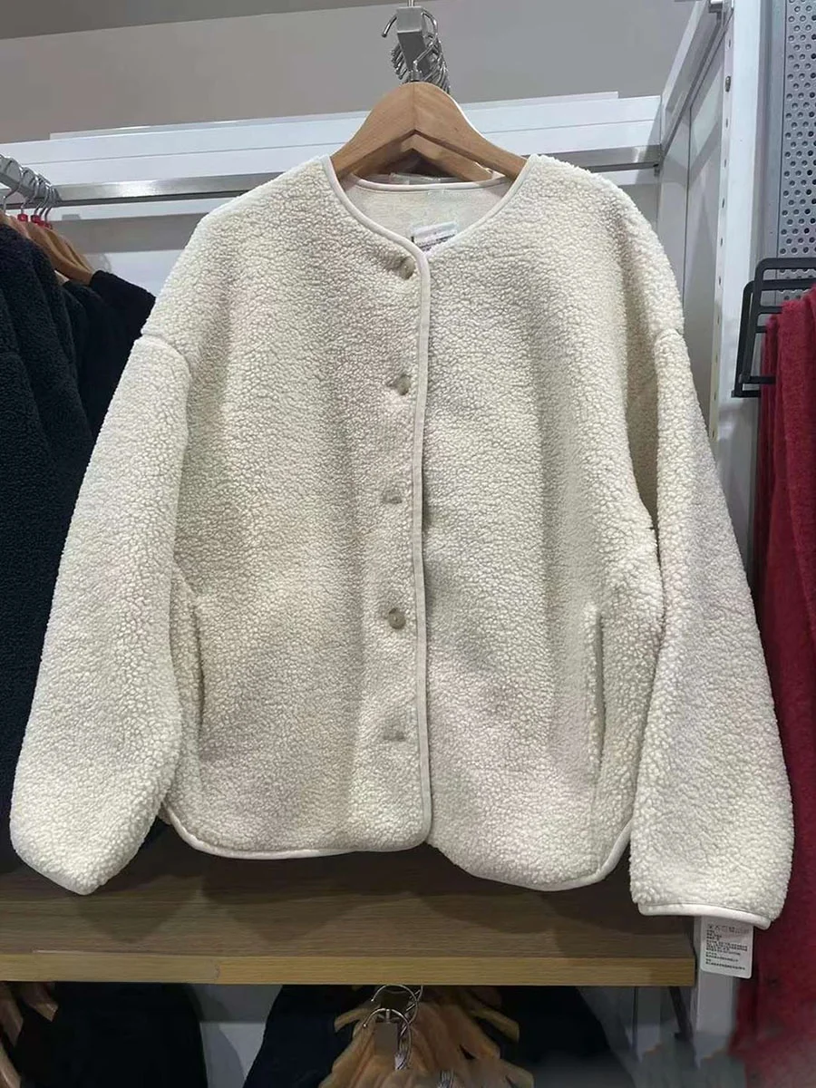 Autumn Winter Short Coat Women's round Neck Lamb Velvet Fleece Open Cardigan Warm Try Room New Style Ladies' Outerwear
Autumn Winter Short Coat Women's round Neck Lamb Velvet Fleece Open Cardigan Warm Try Room New Style Ladies' Outerwear
