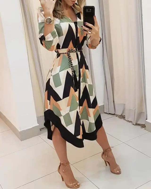 Spring Summer Women's Dress New Style Temperament Multi-color Printed Strap Shirt Comfortable Mid Length Dress
Spring Summer Women's Dress New Style Temperament Multi-color Printed Strap Shirt Comfortable Mid Length Dress