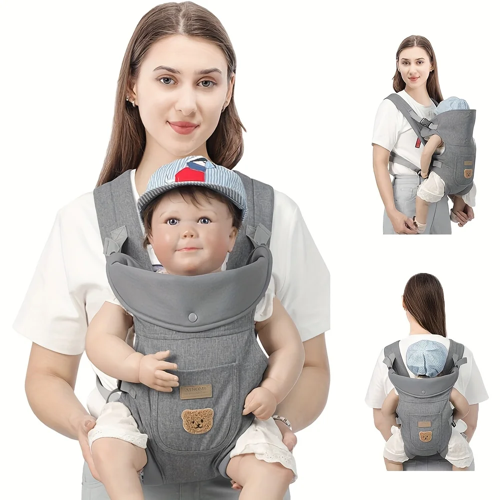 Gray bear pattern baby carrier, newborn to toddler, enhanced shoulder and waist support, ergonomic baby carrier with head suppor
Gray bear pattern baby carrier, newborn to toddler, enhanced shoulder and waist support, ergonomic baby carrier with head suppor