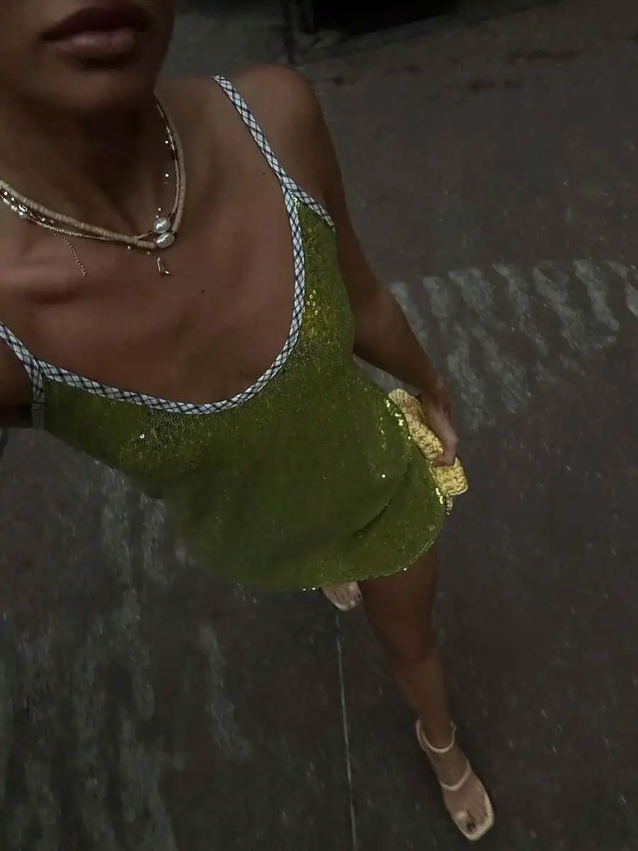 Women Spaghetti Strap Sleeveless Sequin Mini Dress Summer Party Beach Streetwear
Women Spaghetti Strap Sleeveless Sequin Mini Dress Summer Party Beach Streetwear