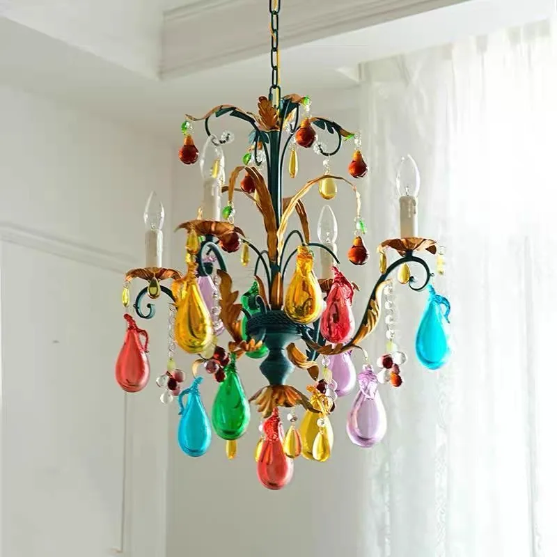 French Colorful Restaurant Chandelier Art Glass Lamp Romantic Bedroom Lamp Retro Colorful Candle Chandelier Crystal Lamp
French Colorful Restaurant Chandelier Art Glass Lamp Romantic Bedroom Lamp Retro Colorful Candle Chandelier Crystal Lamp