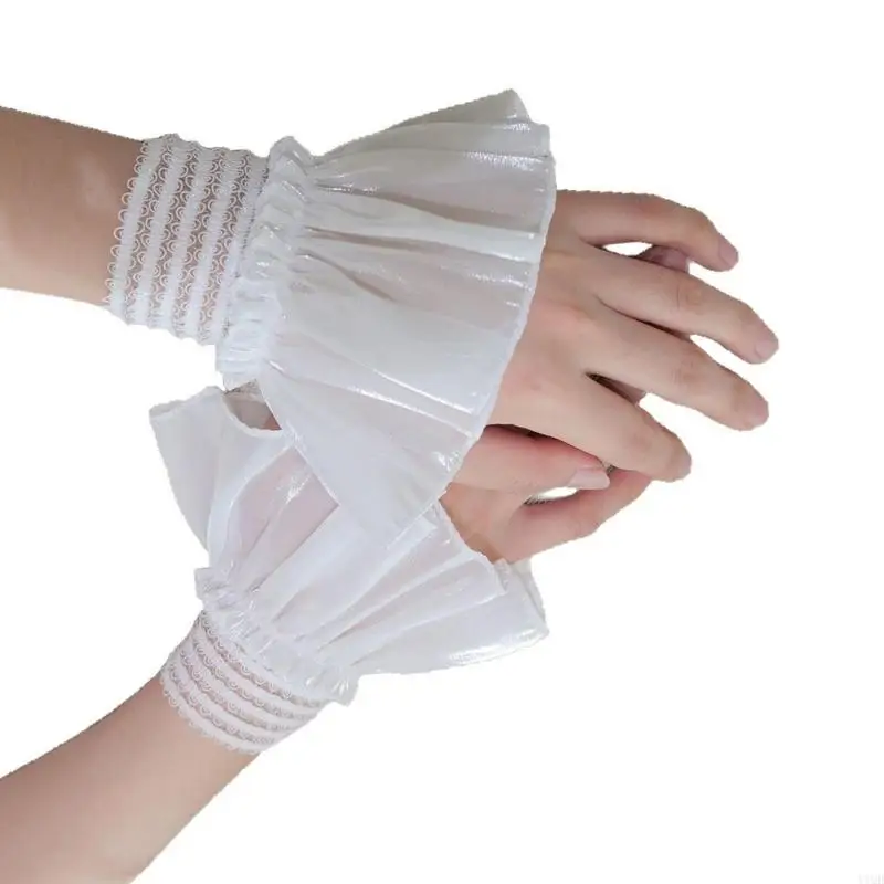 1 пара съемных подделки рукавам ложные манжеты цветочные многослойные женщины. 
1 пара съемных подделки рукавам ложные манжеты цветочные многослойные женщины.