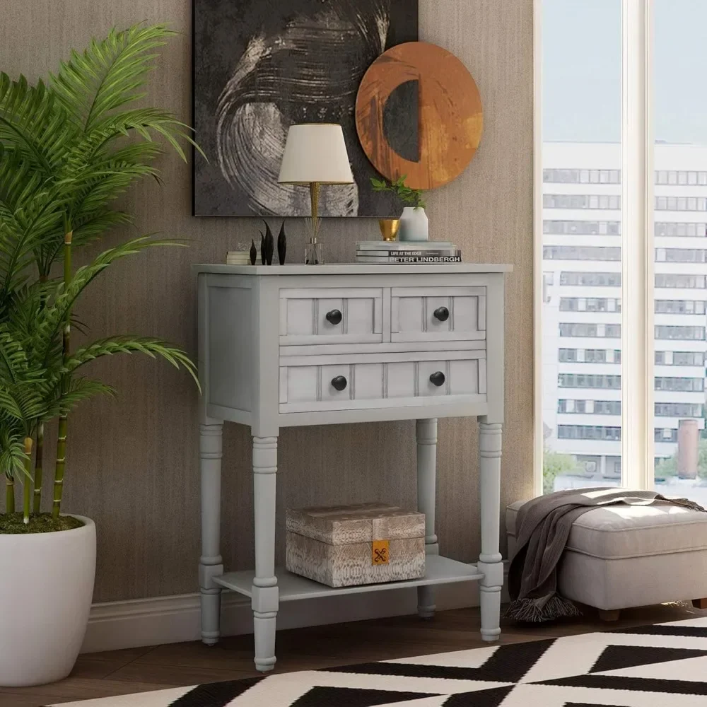 Slim Antique Entry Console Table with Drawers & Bottom Open Shelf, Solid Wood Sofa Couch Table for Entryway Hallway Living Room
Slim Antique Entry Console Table with Drawers & Bottom Open Shelf, Solid Wood Sofa Couch Table for Entryway Hallway Living Room