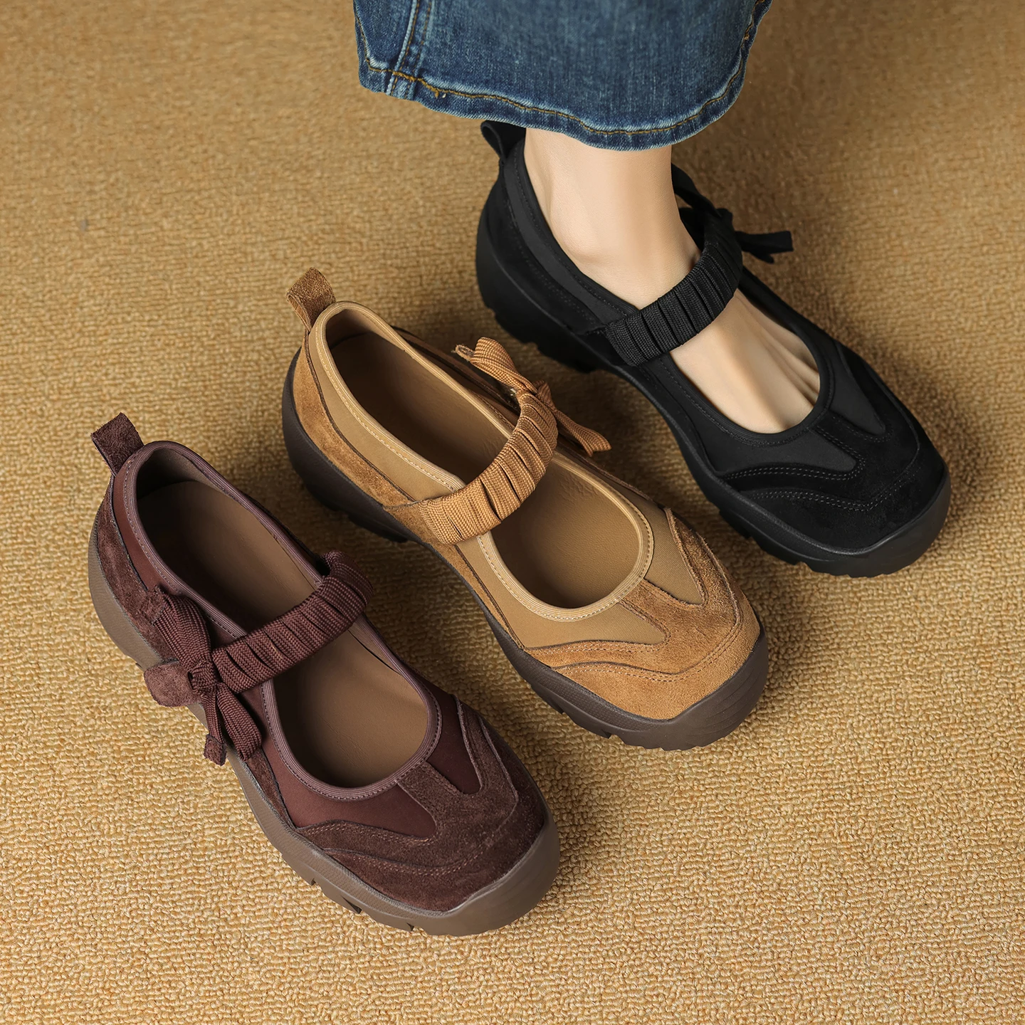 Genuine Leather Platform Mary Jane Shoes Women Velcro Strap Casual Chunky Height Increasing Flats
Genuine Leather Platform Mary Jane Shoes Women Velcro Strap Casual Chunky Height Increasing Flats