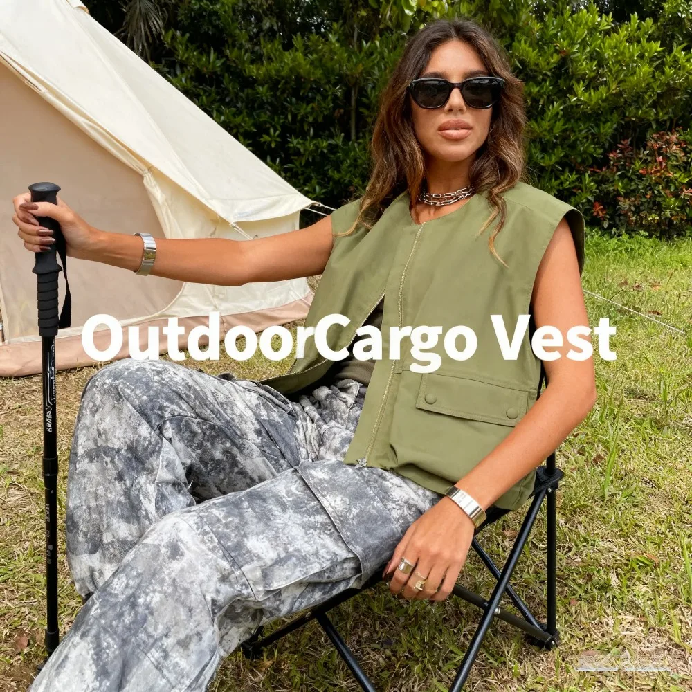 Women's Fashion Zipper Jacket European American New Style Loose Sleeveless Pocket Design Vest
Women's Fashion Zipper Jacket European American New Style Loose Sleeveless Pocket Design Vest