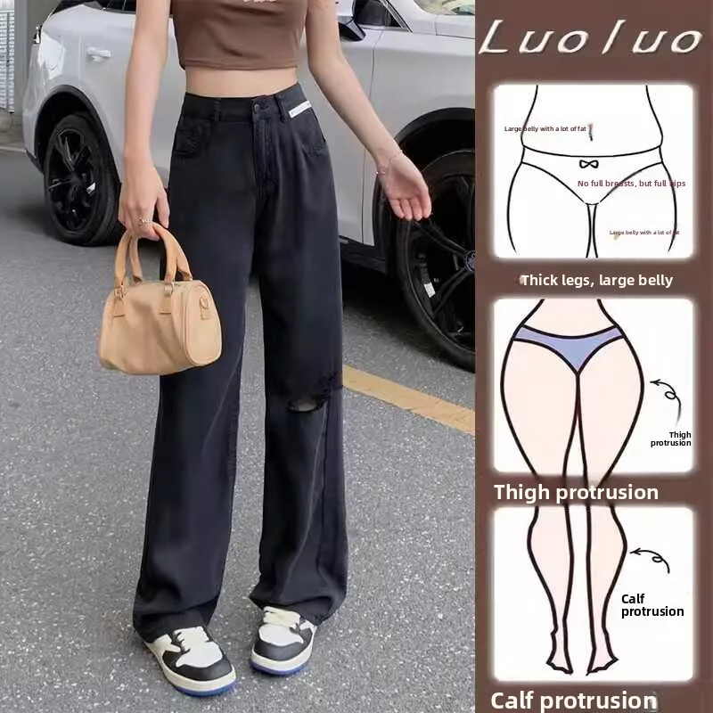 High Waist Denim Jeans Women's Spring Summer New Style plus Size Loose Slim Straight Leg Pants Trendy Ins Hole Punch
High Waist Denim Jeans Women's Spring Summer New Style plus Size Loose Slim Straight Leg Pants Trendy Ins Hole Punch
