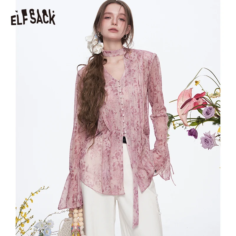 ELFSACK 2025 Spring New Arrivals Elegant Sweet V-neck Printed Flare Sleeve Lace-up Chiffon Blouse Women
ELFSACK 2025 Spring New Arrivals Elegant Sweet V-neck Printed Flare Sleeve Lace-up Chiffon Blouse Women