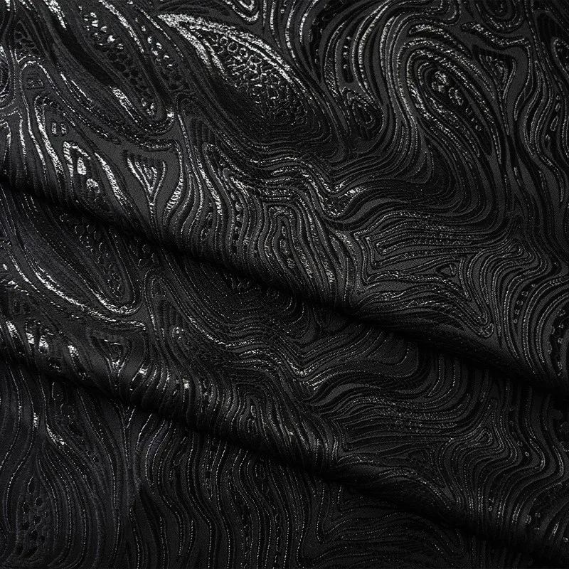 Black bright silk water wave stripe fashion dress jacquard fabric gold suit yarn-dyed crisp shoes
Black bright silk water wave stripe fashion dress jacquard fabric gold suit yarn-dyed crisp shoes