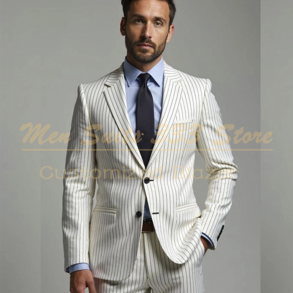 Chic 2 Piece Jacket Pants Suits for Men Elegant Single Breasted Notch Lapel Slim Fit Male Clothing High Quality Stripe Blazer
Chic 2 Piece Jacket Pants Suits for Men Elegant Single Breasted Notch Lapel Slim Fit Male Clothing High Quality Stripe Blazer