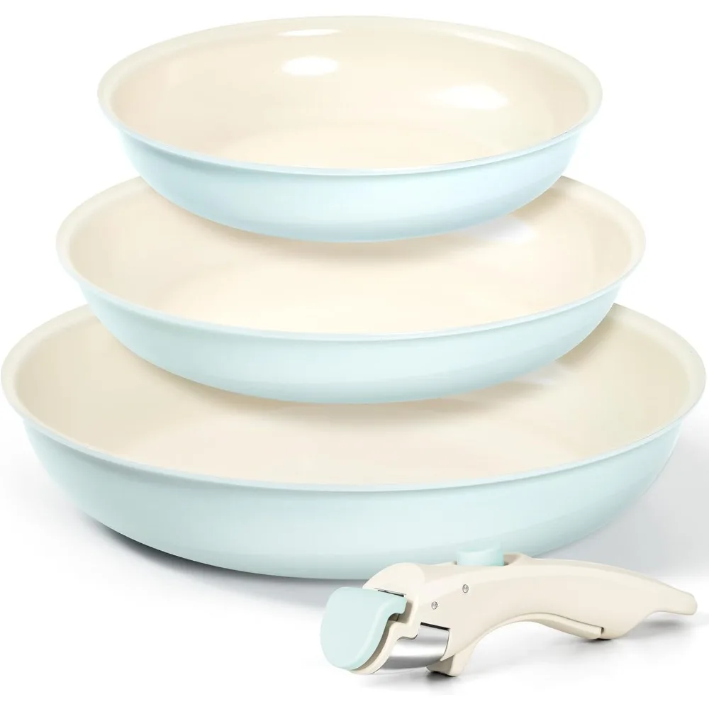 Ceramic Frying Pan Set, 8" 9.5" and 11" Fry Pans with Removable Handle, Nonstick Skillet Sets with Non Toxic Coating
Ceramic Frying Pan Set, 8" 9.5" and 11" Fry Pans with Removable Handle, Nonstick Skillet Sets with Non Toxic Coating