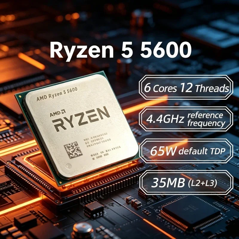 AMD Ryzen 5 5600 Flagship Zen3 Gaming CPU, 7nm 6C12T, 4.4GHz Unlocked, 32MB L3 Cache, AM4 DDR4 65W
AMD Ryzen 5 5600 Flagship Zen3 Gaming CPU, 7nm 6C12T, 4.4GHz Unlocked, 32MB L3 Cache, AM4 DDR4 65W