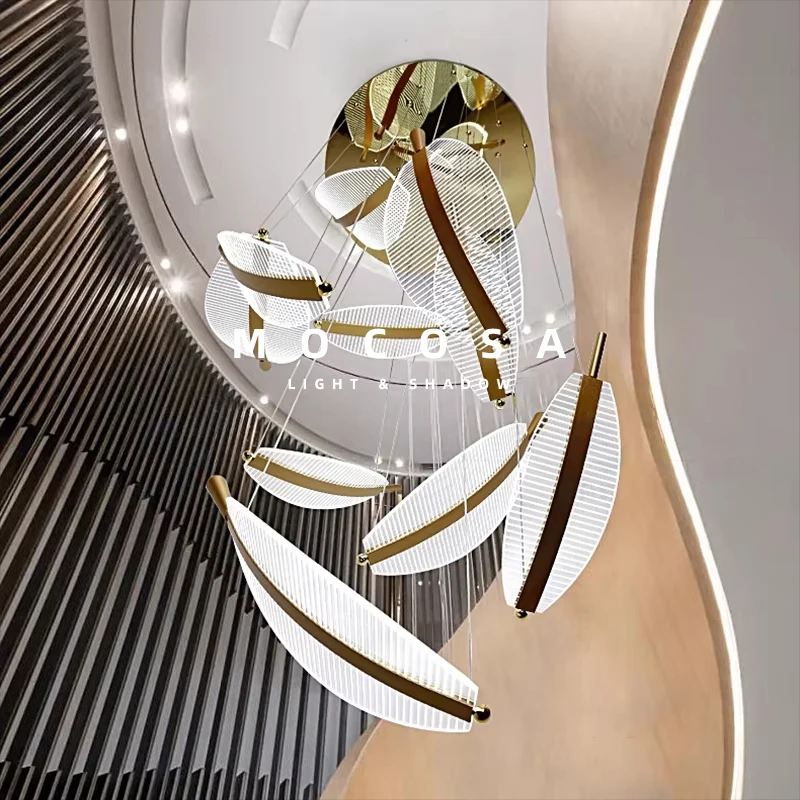 High Ceiling Stairwell Chandelier Duplex House Living Room Pendant Lights Tree Leaf Staircase Lighting Leaves LED Acrylic Lamps
High Ceiling Stairwell Chandelier Duplex House Living Room Pendant Lights Tree Leaf Staircase Lighting Leaves LED Acrylic Lamps