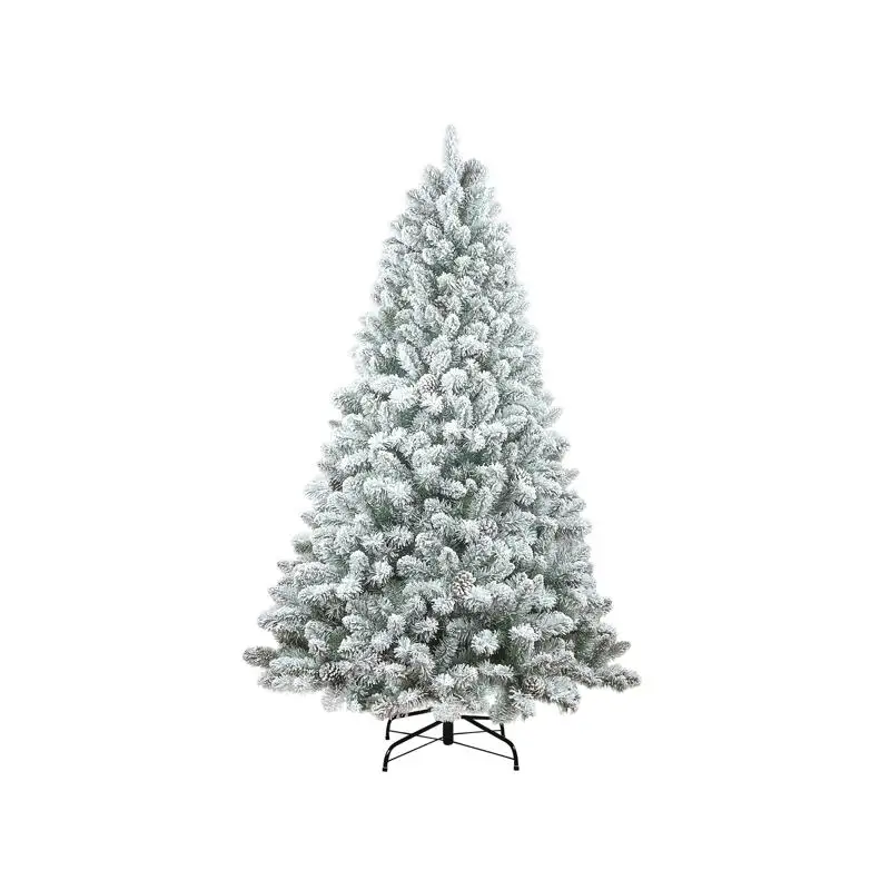 Artificial 6ft Flocked Christmas Tree with 888 Mixed Branch Tips, 36 Pine Cones, Memory Wire & Iron Base, Premium Hinged Design
Artificial 6ft Flocked Christmas Tree with 888 Mixed Branch Tips, 36 Pine Cones, Memory Wire & Iron Base, Premium Hinged Design