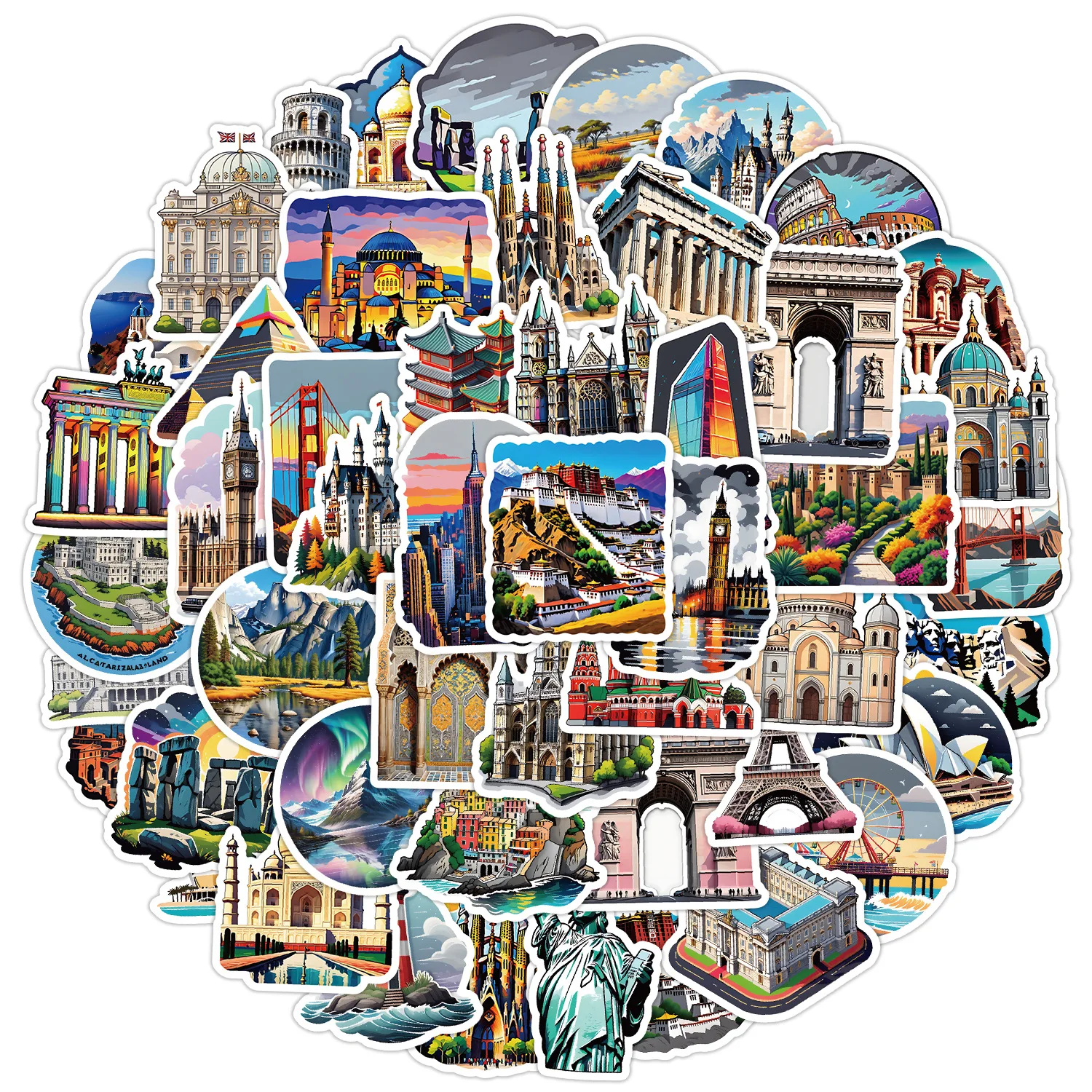 50Pcs World Landmark Attractions Series Stickers Suitcase Phone Case Water Bottle Waterproof Decoration Diy Sticker Packs
50Pcs World Landmark Attractions Series Stickers Suitcase Phone Case Water Bottle Waterproof Decoration Diy Sticker Packs