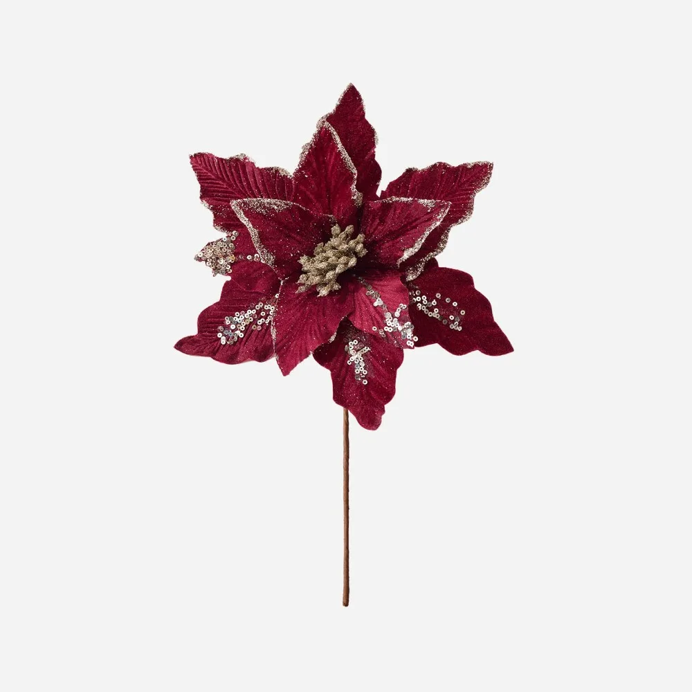 Flannel Fabric Christmas Artificial Flowers Glitter Plastic Xmas Decorative Flowers DIY 28cm Glitter Poinsettia
Flannel Fabric Christmas Artificial Flowers Glitter Plastic Xmas Decorative Flowers DIY 28cm Glitter Poinsettia