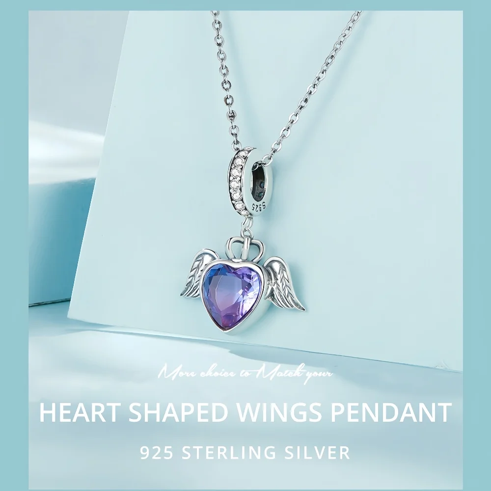 Elegant Princess S925 Sterling Silver Heart Angel Wings Necklace Violet Angel Wings Love Heart Wings Pendant
Elegant Princess S925 Sterling Silver Heart Angel Wings Necklace Violet Angel Wings Love Heart Wings Pendant