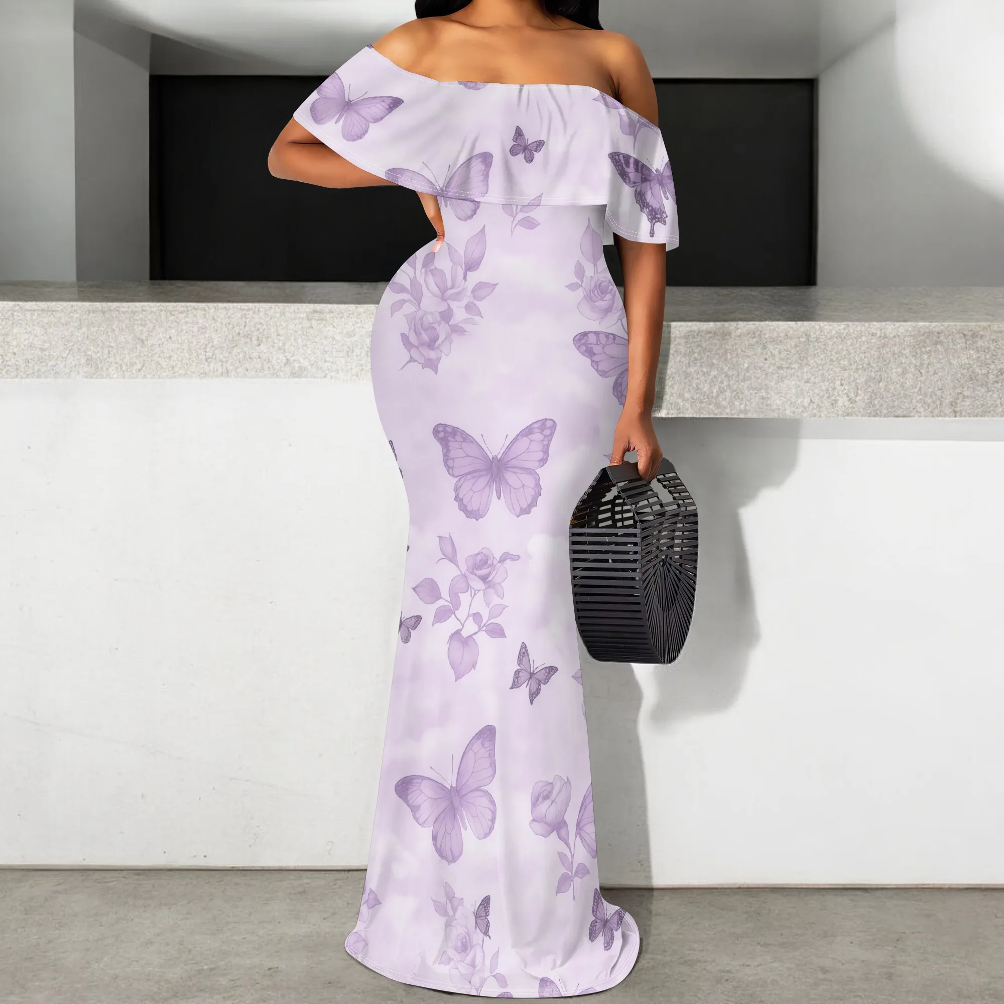 Women's Off Shoulder Maxi Dress S-3XL Ruffle Sleeve Mermaid Hem Butterfly Print Elegant Summer Beach Vacation Party Outfit
Women's Off Shoulder Maxi Dress S-3XL Ruffle Sleeve Mermaid Hem Butterfly Print Elegant Summer Beach Vacation Party Outfit