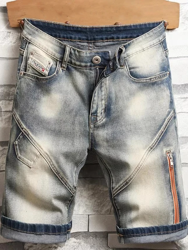 Trendy Men's Straight Leg Jeans orts Zipper Decorated Patchwork Sle Five-Quarter Faionable Urban Wear Summer Casual
Trendy Men's Straight Leg Jeans orts Zipper Decorated Patchwork Sle Five-Quarter Faionable Urban Wear Summer Casual