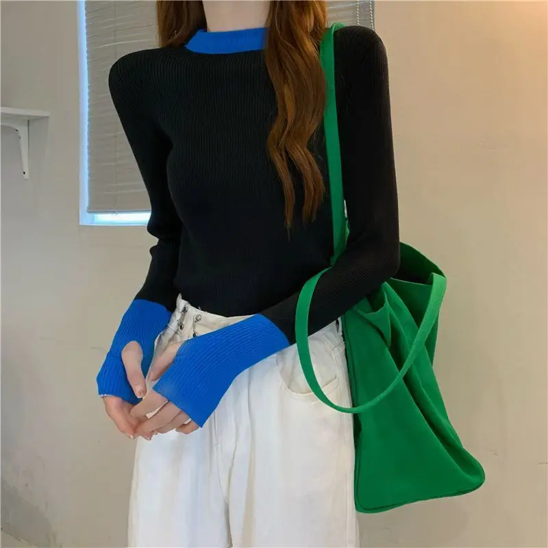High Street Slim Contrast Patchwork Sweaters Women Clothing Spring Autumn Long Sleeve All-match Korean Pullovers Sweet Fashion
High Street Slim Contrast Patchwork Sweaters Women Clothing Spring Autumn Long Sleeve All-match Korean Pullovers Sweet Fashion