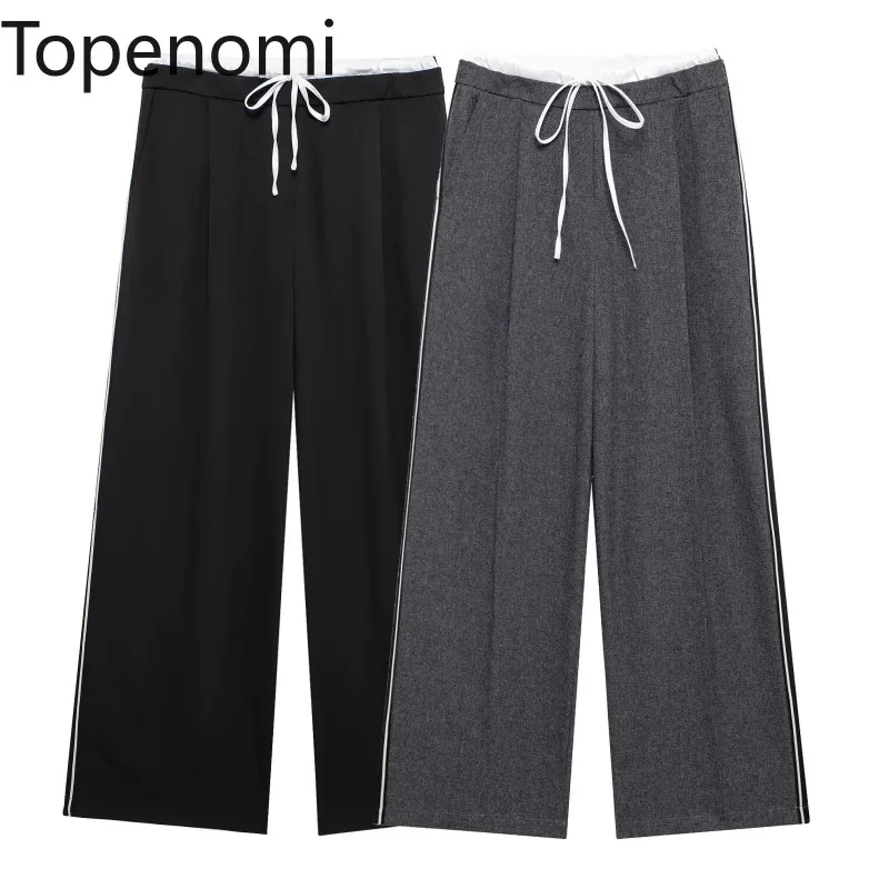 Topenomi Long Pants Women Fashion Side Striped Patchwork High Waist Lace Up Wide Leg Trousers 2025 Spring Casual Streetwear New
Topenomi Long Pants Women Fashion Side Striped Patchwork High Waist Lace Up Wide Leg Trousers 2025 Spring Casual Streetwear New