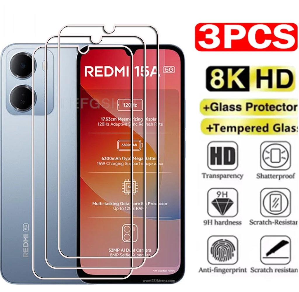 3PCS 9H HD Tempered Glass For Xiaomi Redmi 15A 5G 6.9" XiaomiRedmi15A Redmi15A 15A Screen Protector Cover Film
3PCS 9H HD Tempered Glass For Xiaomi Redmi 15A 5G 6.9" XiaomiRedmi15A Redmi15A 15A Screen Protector Cover Film