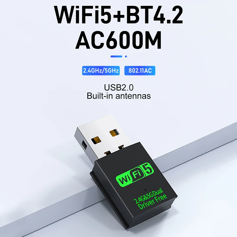 600 Мбит/с USB WiFi5 Bluetooth 4.2 адаптер двухдиапазонный 2,4G 5 ГГц USB Wi-Fi 5 сетевой беспроводной Wlan-приемник ключ ДРАЙВЕР БЕСПЛАТНО 
600 Мбит/с USB WiFi5 Bluetooth 4.2 адаптер двухдиапазонный 2,4G 5 ГГц USB Wi-Fi 5 сетевой беспроводной Wlan-приемник ключ ДРАЙВЕР БЕСПЛАТНО