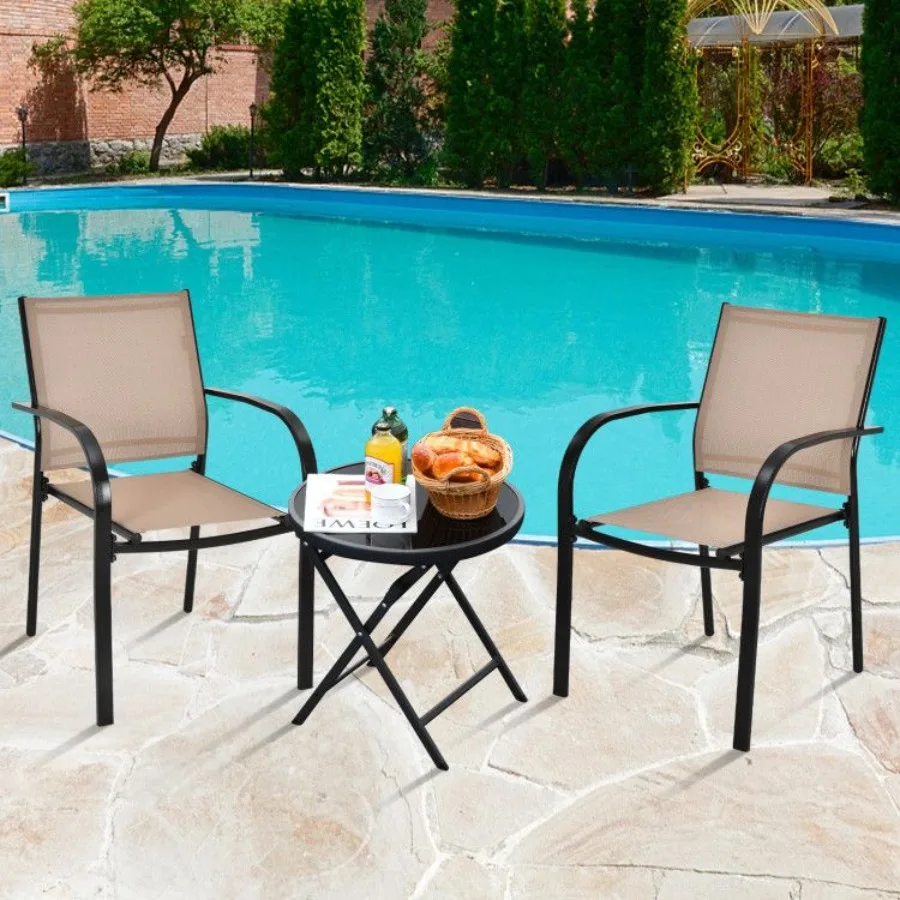 Set of 2 Patio Stackable Dining Chairs with Armrests Garden Deck
Set of 2 Patio Stackable Dining Chairs with Armrests Garden Deck