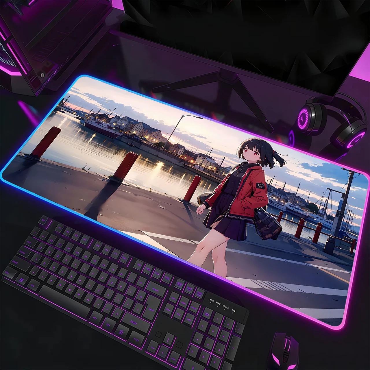 RGB Gaming Mouse Pad,Large Size,Anti-slip,Stitched Edges,Soft Rubber,Black Twin Tail Red Coat Girl Deskpad For Office
RGB Gaming Mouse Pad,Large Size,Anti-slip,Stitched Edges,Soft Rubber,Black Twin Tail Red Coat Girl Deskpad For Office
