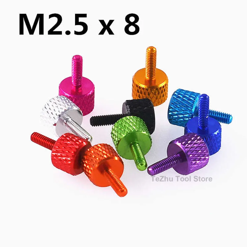 M2.5x8mm Aluminum Alloy Thumb Screw Chassis Refit Anodized Hand Screw Knurled Flat Head Screw DIY Decorative
M2.5x8mm Aluminum Alloy Thumb Screw Chassis Refit Anodized Hand Screw Knurled Flat Head Screw DIY Decorative