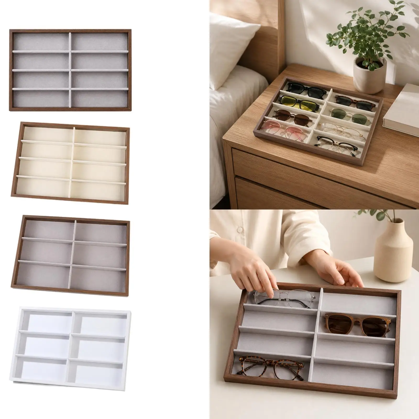 Glasses Display Tray, Elegant Watch Holder Eyeglasses Storage Case, Sunglasses Organizer Box, Eyewear Storage Box for Men Women
Glasses Display Tray, Elegant Watch Holder Eyeglasses Storage Case, Sunglasses Organizer Box, Eyewear Storage Box for Men Women