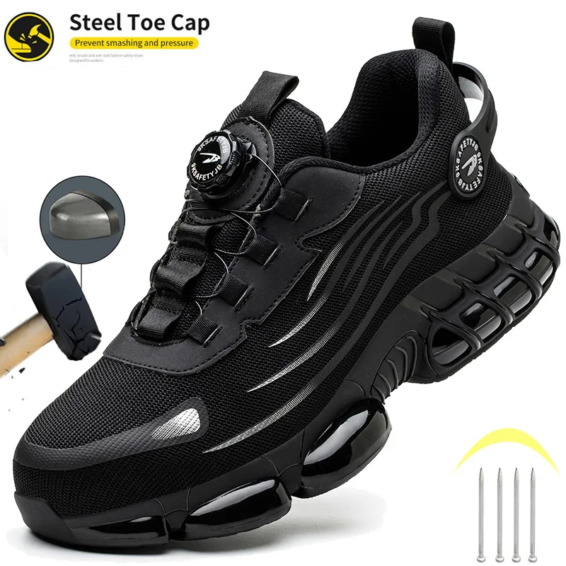New Rotary Buckle Safety Boots Men Work Indestructible Shoes Sneakers Steel Toe Protective Boots Anti-smash Anti-puncture Shoes
New Rotary Buckle Safety Boots Men Work Indestructible Shoes Sneakers Steel Toe Protective Boots Anti-smash Anti-puncture Shoes