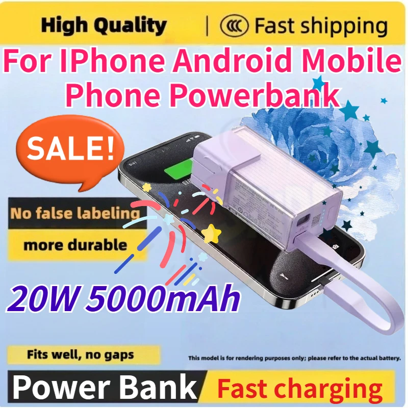 20W 5000mAh Fast Charging Mini Portable with Built-in Plug Power Bank for IPhone Android Mobile Phone Powerbank
20W 5000mAh Fast Charging Mini Portable with Built-in Plug Power Bank for IPhone Android Mobile Phone Powerbank