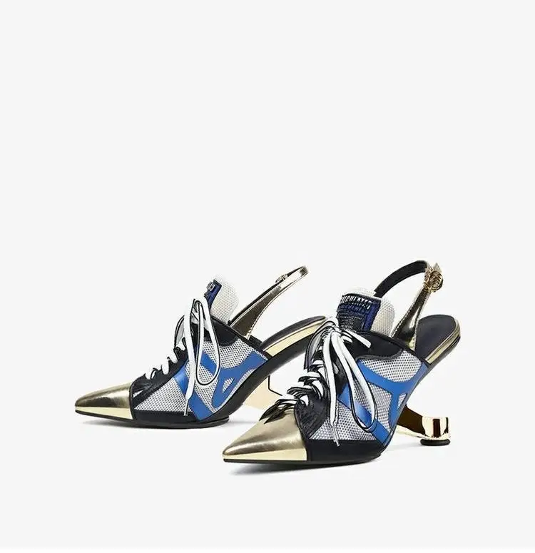 Patchwork Metal Sport Style Pointed Toe Summer Women Sandals Metal Strange Style High Heel Buckle Strap Design Shoes
Patchwork Metal Sport Style Pointed Toe Summer Women Sandals Metal Strange Style High Heel Buckle Strap Design Shoes
